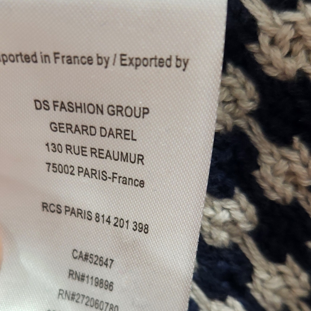 Gerard Darel Navy and White Patterned Cardigan Size 1 - Picture 14 of 15